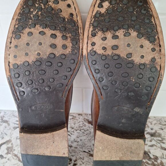 TOD\'s Men Brown CrissCross Band Leather w Side‎ Bars ClassIc Penny Loafer Sz 9 main image 6